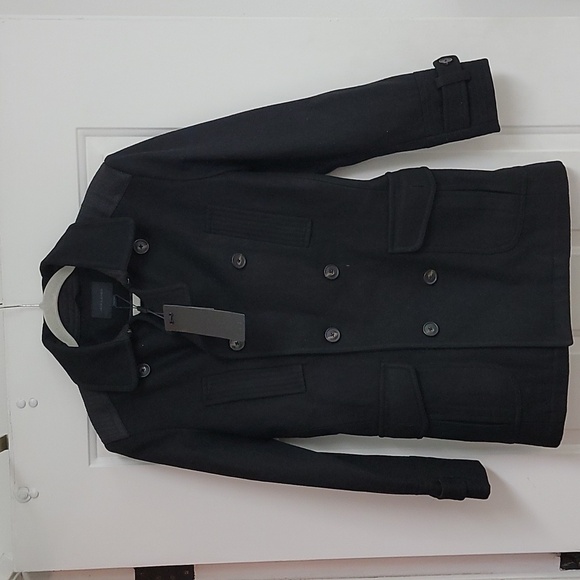 Jack and Jones Wool TIm Coat Dbl Breastd Dbl Collar peacoat Mens - Picture 2 of 14